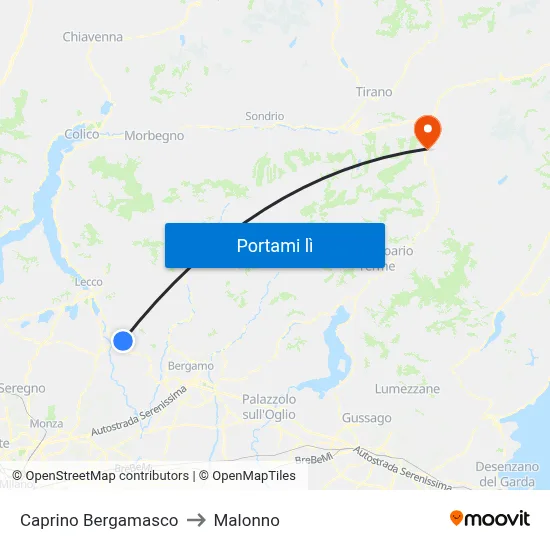 Caprino Bergamasco to Malonno map