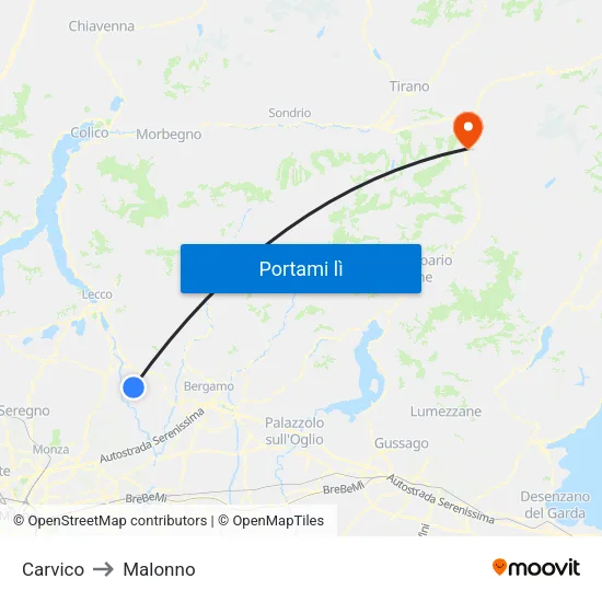 Carvico to Malonno map