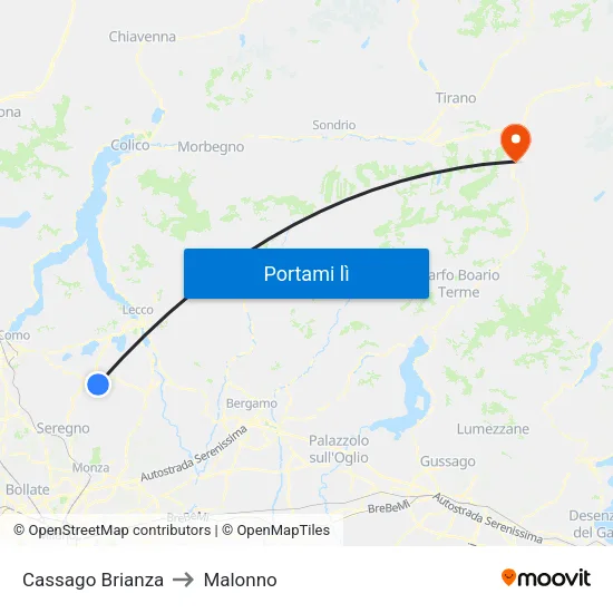 Cassago Brianza to Malonno map