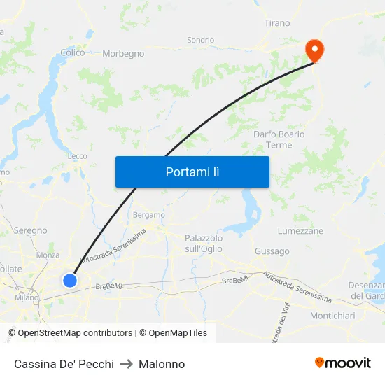 Cassina De' Pecchi to Malonno map