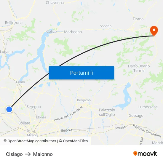 Cislago to Malonno map