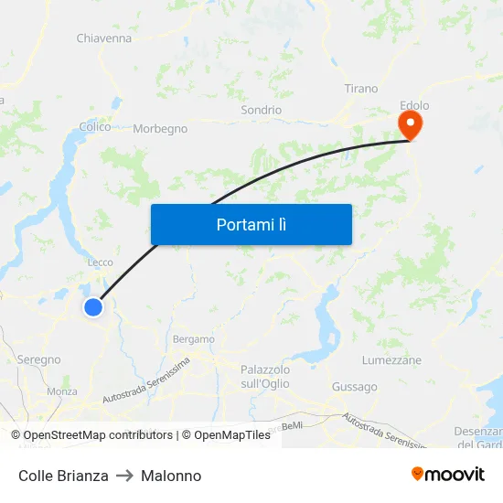 Colle Brianza to Malonno map