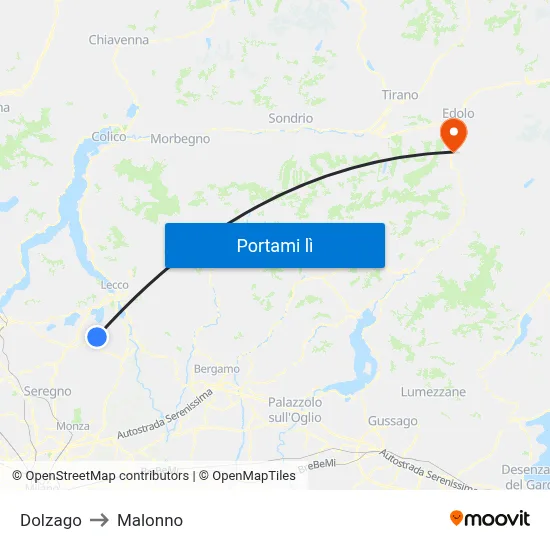 Dolzago to Malonno map