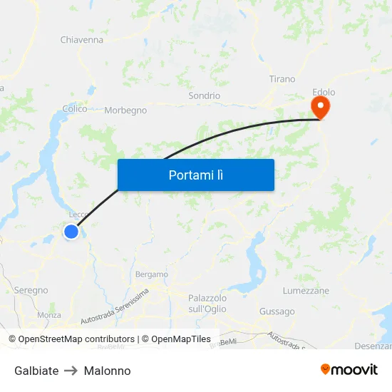 Galbiate to Malonno map