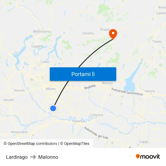 Lardirago to Malonno map