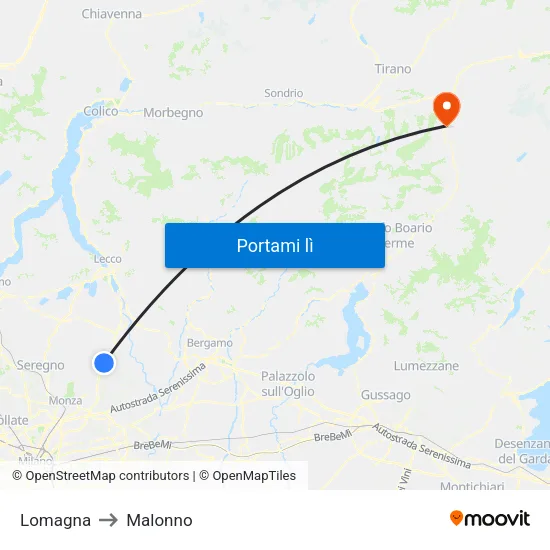 Lomagna to Malonno map