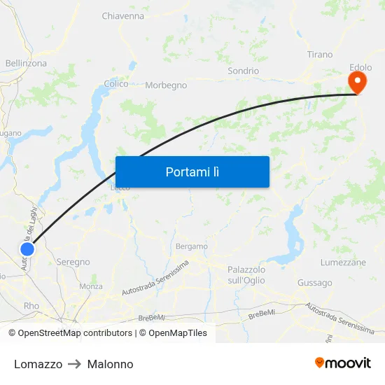 Lomazzo to Malonno map