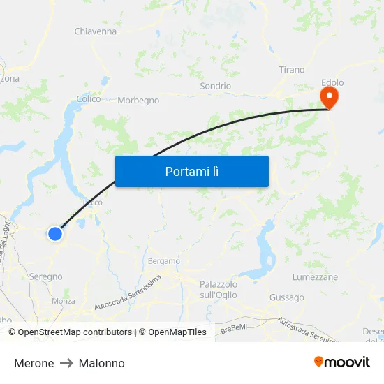 Merone to Malonno map