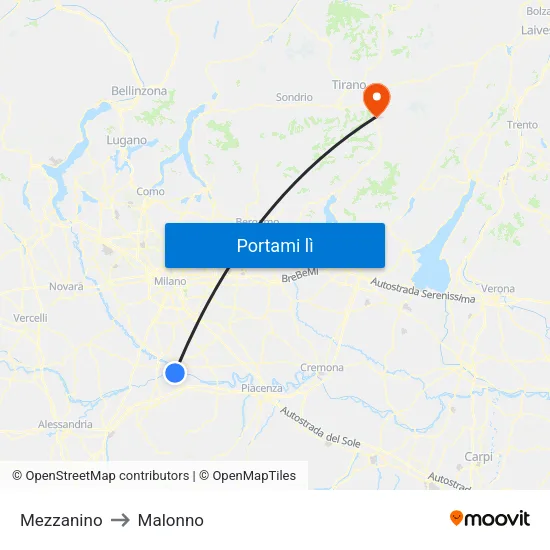 Mezzanino to Malonno map