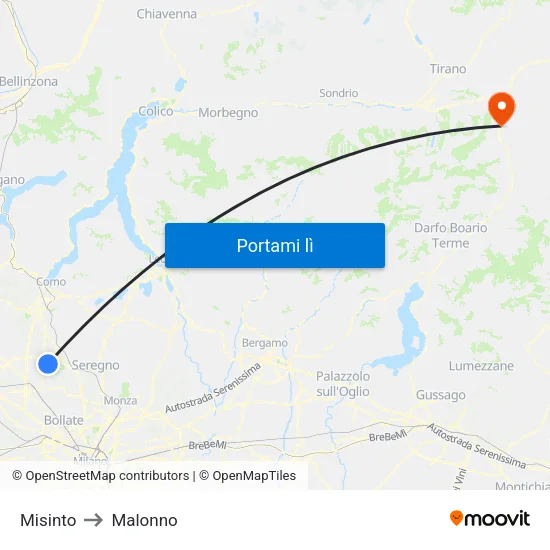 Misinto to Malonno map