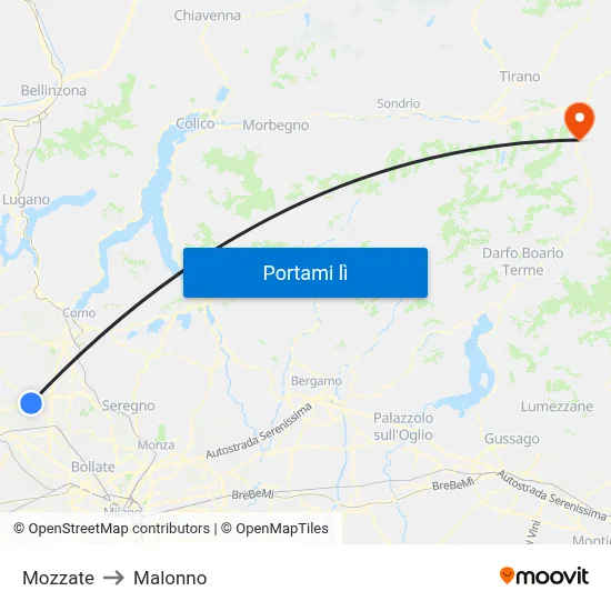 Mozzate to Malonno map