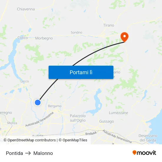 Pontida to Malonno map