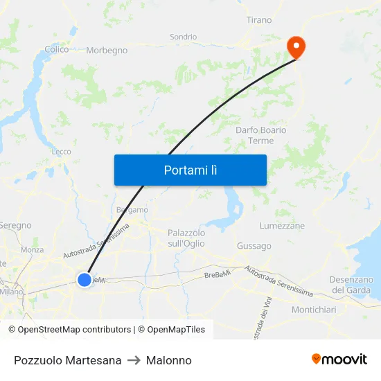 Pozzuolo Martesana to Malonno map