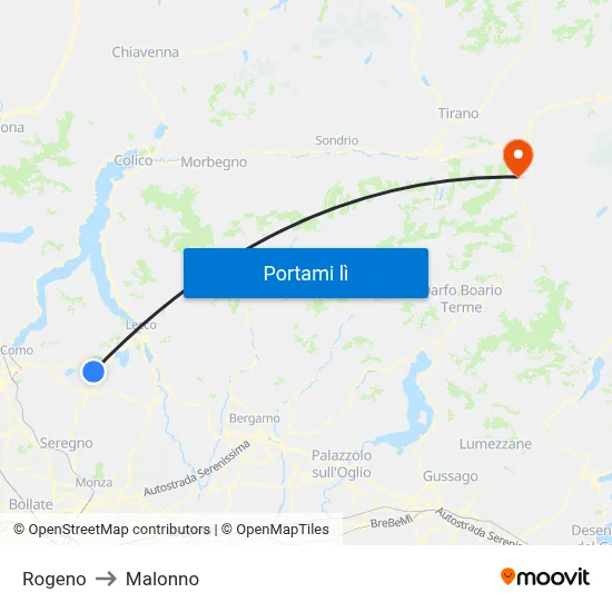 Rogeno to Malonno map