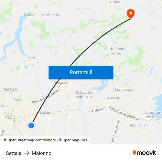 Settala to Malonno map