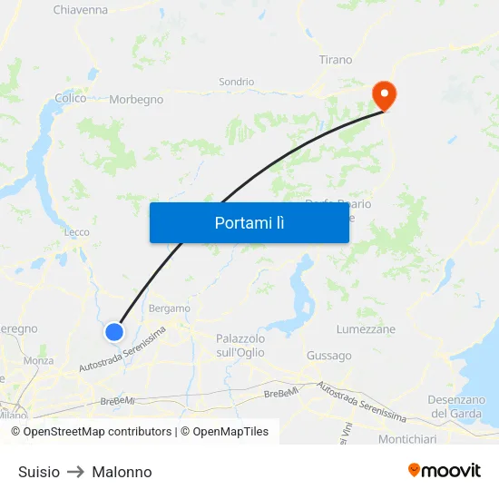 Suisio to Malonno map
