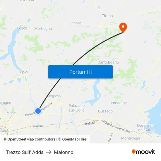Trezzo Sull' Adda to Malonno map