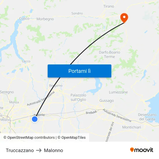 Truccazzano to Malonno map