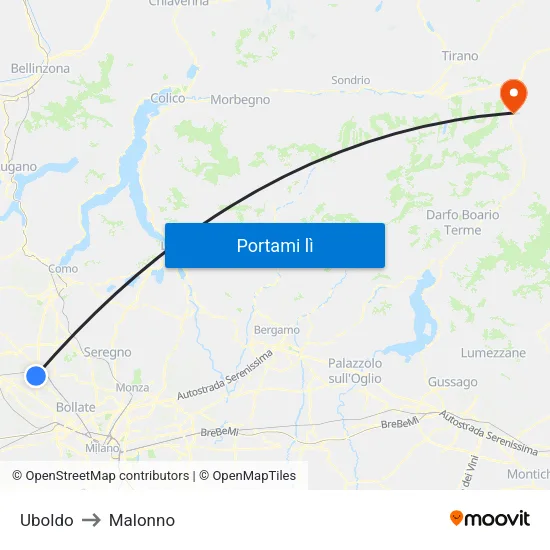 Uboldo to Malonno map