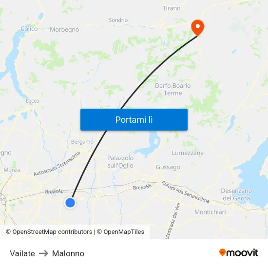Vailate to Malonno map