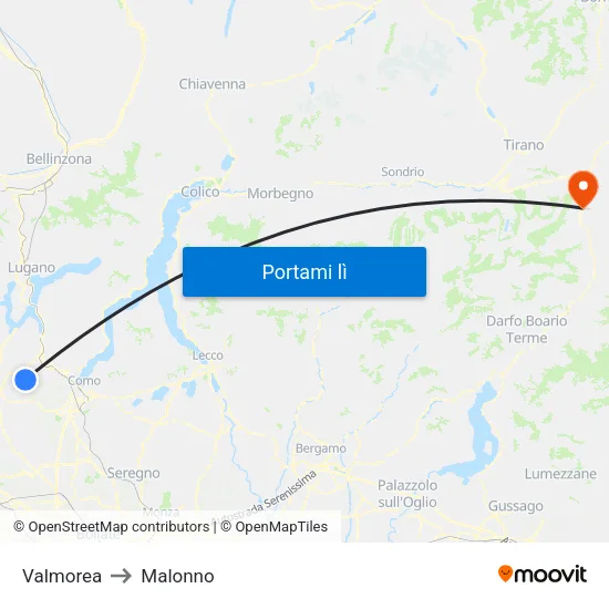 Valmorea to Malonno map