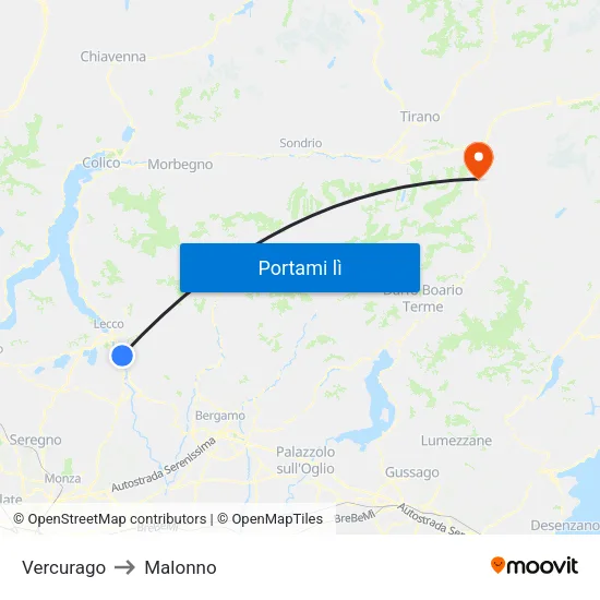 Vercurago to Malonno map