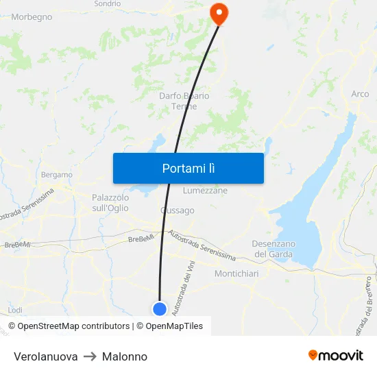 Verolanuova to Malonno map