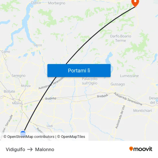 Vidigulfo to Malonno map