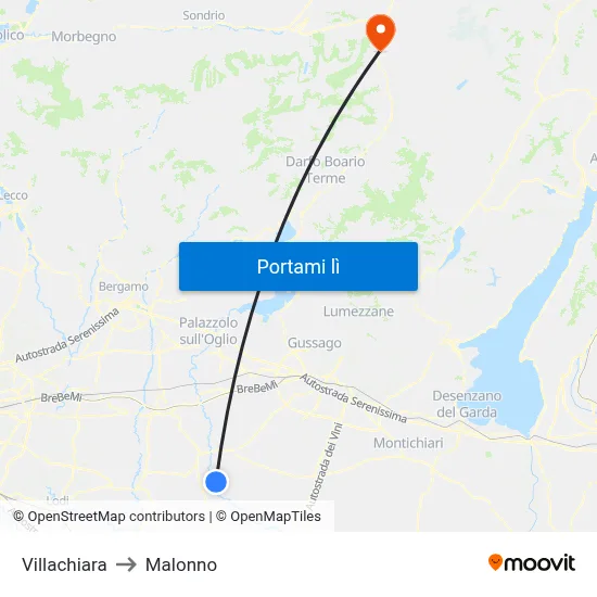 Villachiara to Malonno map
