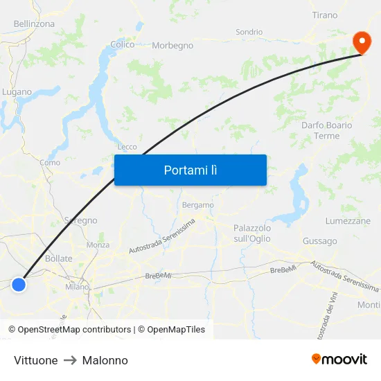 Vittuone to Malonno map