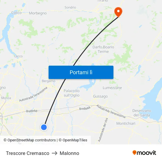 Trescore Cremasco to Malonno map