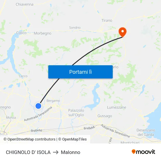 CHIGNOLO D' ISOLA to Malonno map