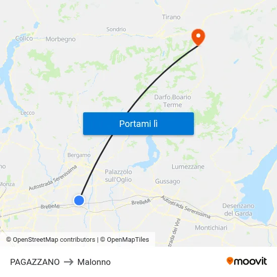 PAGAZZANO to Malonno map