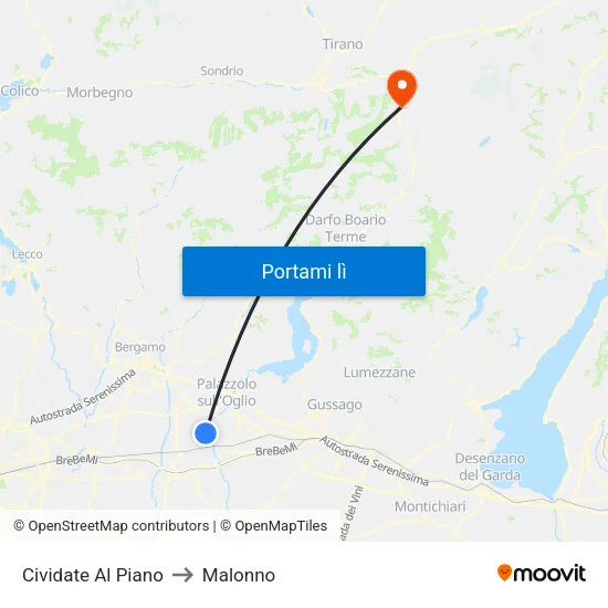 Cividate Al Piano to Malonno map