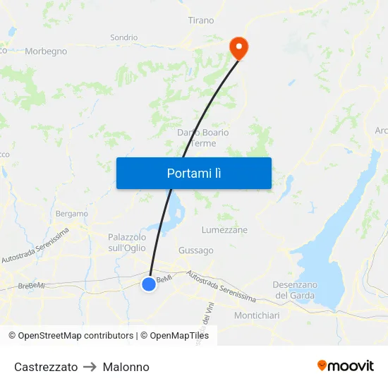 Castrezzato to Malonno map