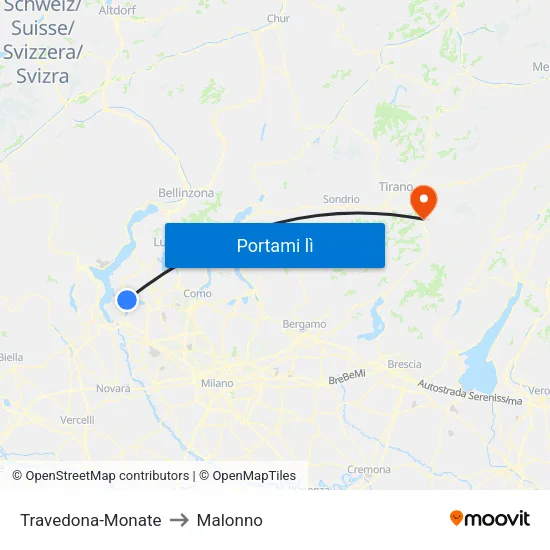 Travedona-Monate to Malonno map