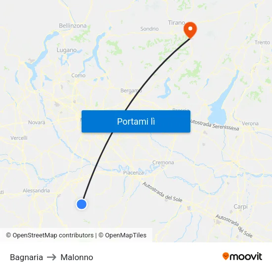 Bagnaria to Malonno map