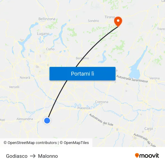 Godiasco to Malonno map