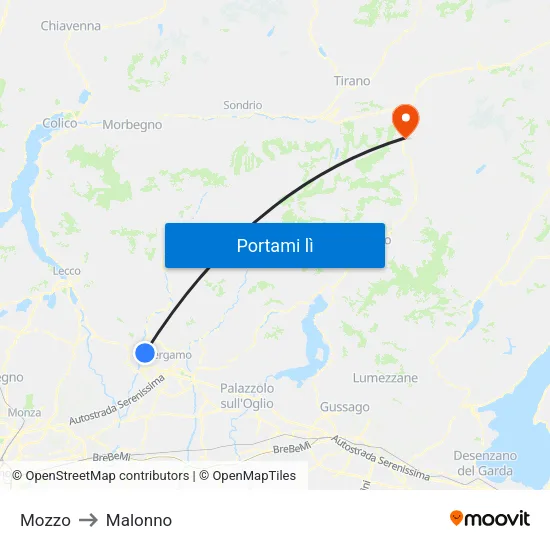 Mozzo to Malonno map