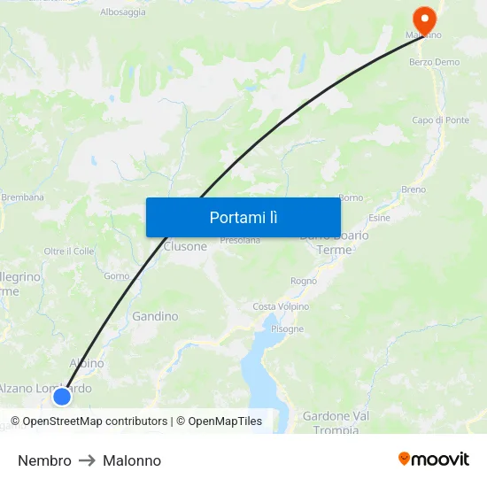 Nembro to Malonno map