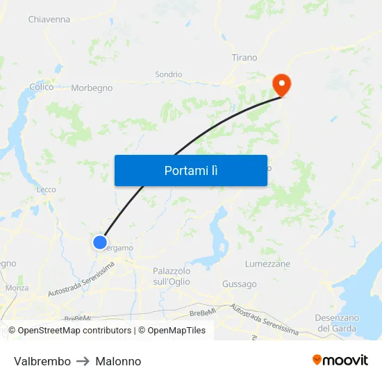 Valbrembo to Malonno map