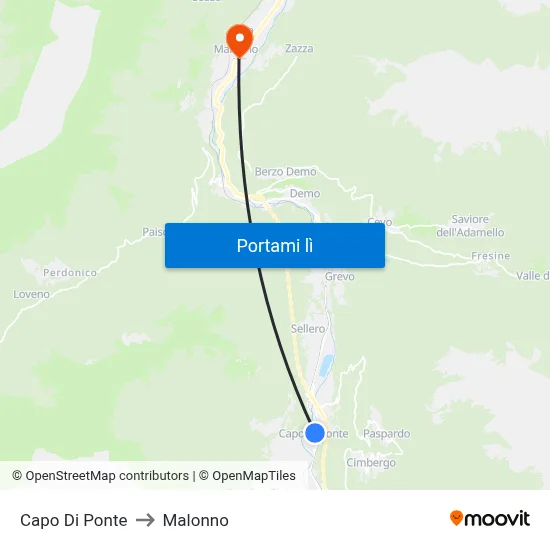 Capo Di Ponte to Malonno map