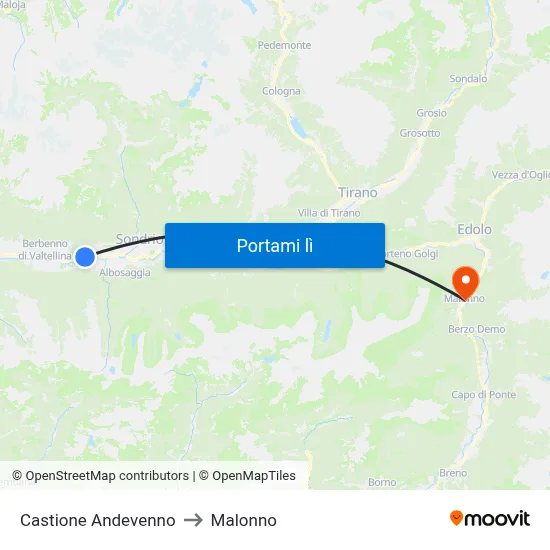 Castione Andevenno to Malonno map