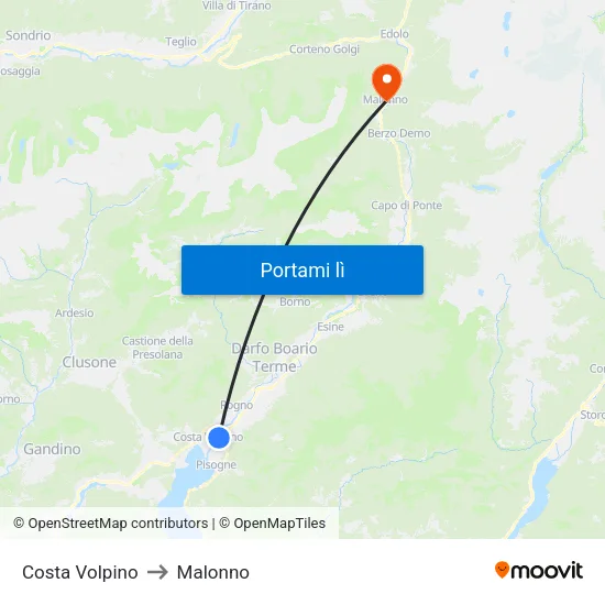Costa Volpino to Malonno map