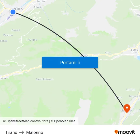 Tirano to Malonno map