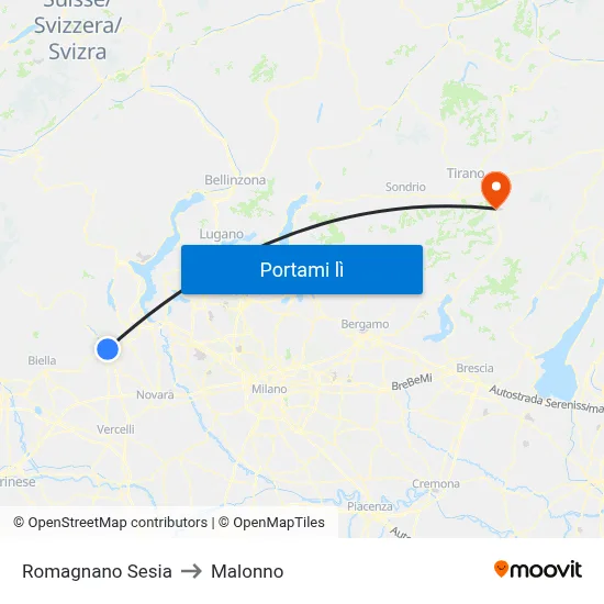 Romagnano Sesia to Malonno map