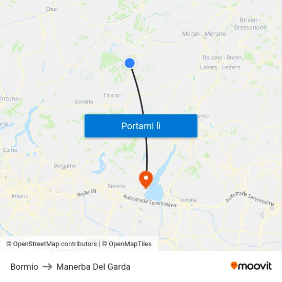 Bormio to Manerba Del Garda map