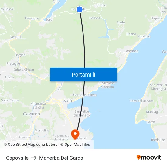 Capovalle to Manerba Del Garda map