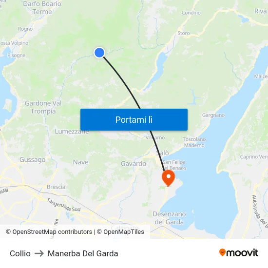 Collio to Manerba Del Garda map
