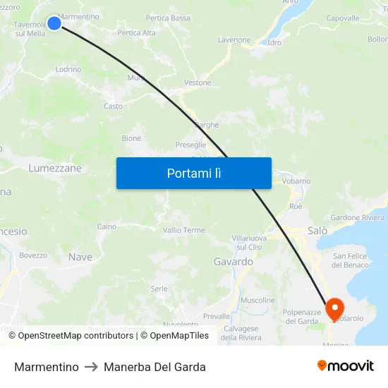 Marmentino to Manerba Del Garda map